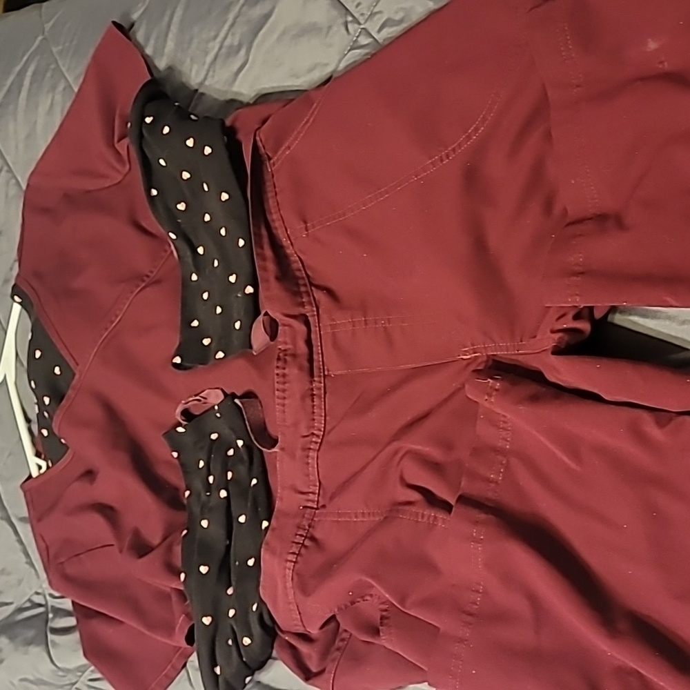 Healing Hands Maroon Scrub Set with Heart Accents